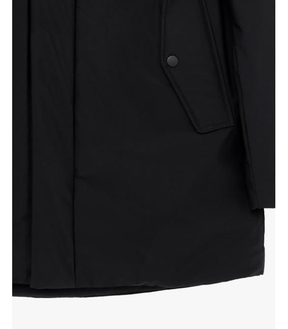 Tech fabric parka with hood