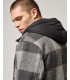 Checked jacket with detachable vest and hood