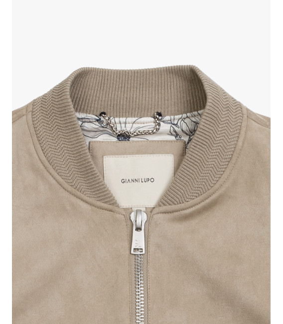 Giubbotto bomber effetto camoscio