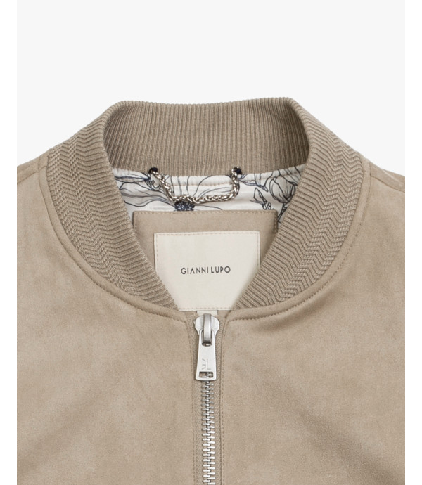 Giubbotto bomber effetto camoscio