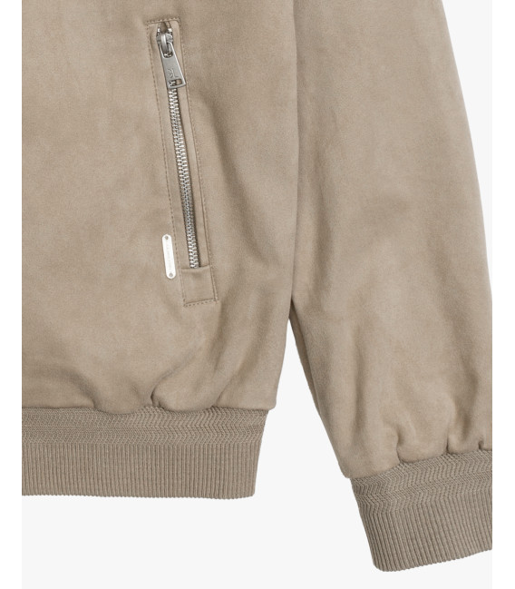 Giubbotto bomber effetto camoscio