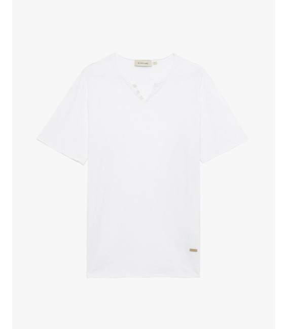 T-shirt collo marocchino con bottoni