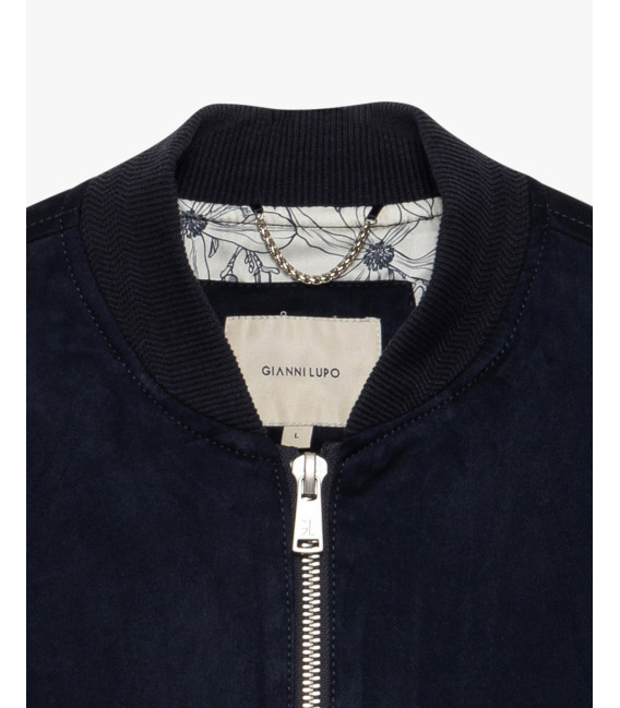 Giubbotto bomber effetto camoscio