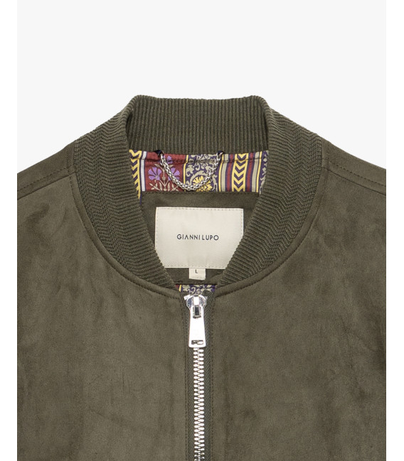 Giubbotto bomber effetto camoscio