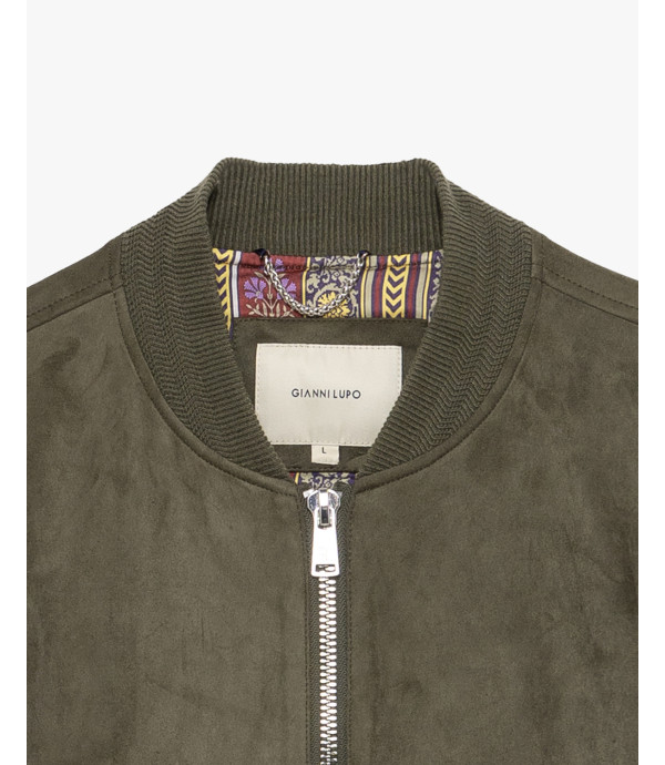 Giubbotto bomber effetto camoscio