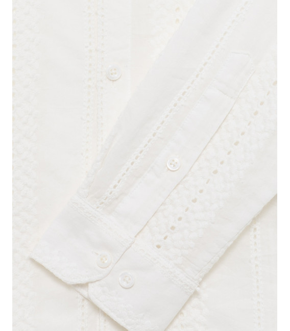 Camicia manica lunga in tessuto traforato