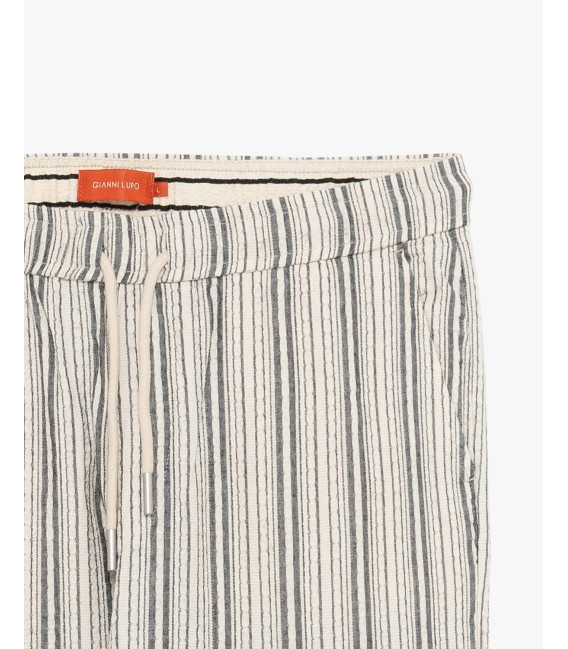 Relaxed-fit linen-blend striped trousers