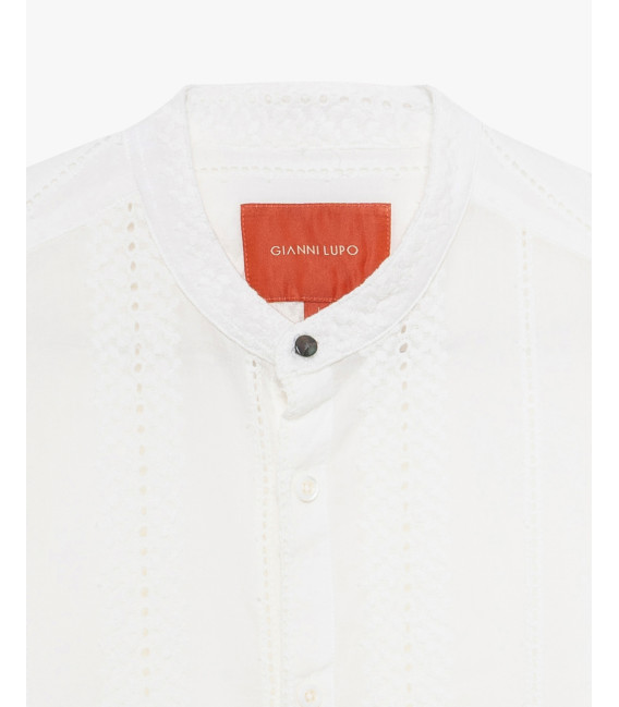 Camicia manica lunga in tessuto traforato