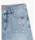 Denim bermuda shorts with distressed details