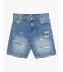Denim bermuda shorts with distressed details