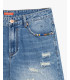 Denim bermuda shorts with distressed details