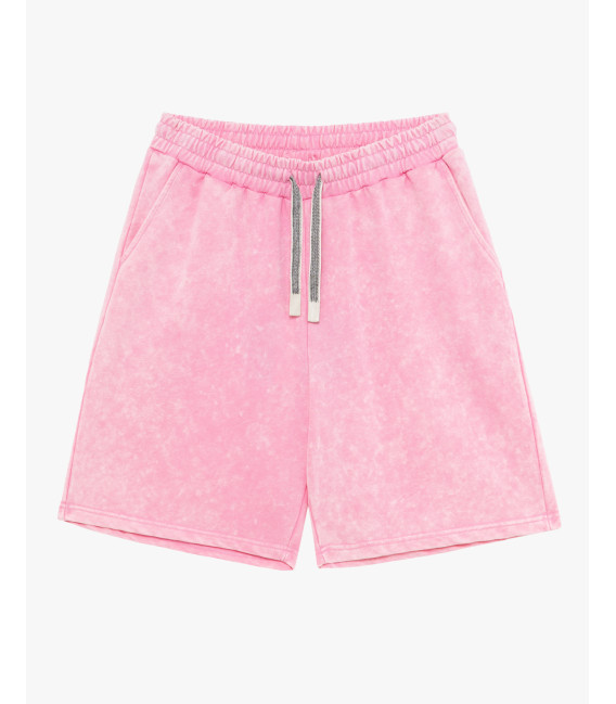 Cold-dyed fleece bermuda shorts