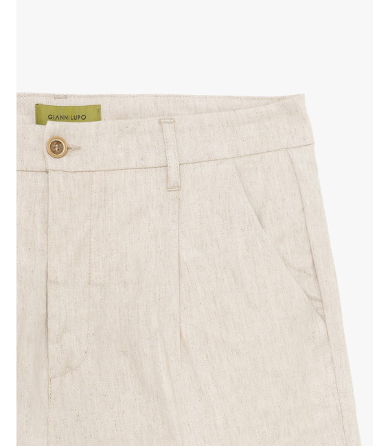Linen-blend bermuda shorts