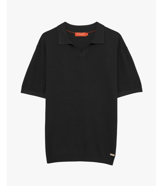 Knit polo T-shirt with raised pattern