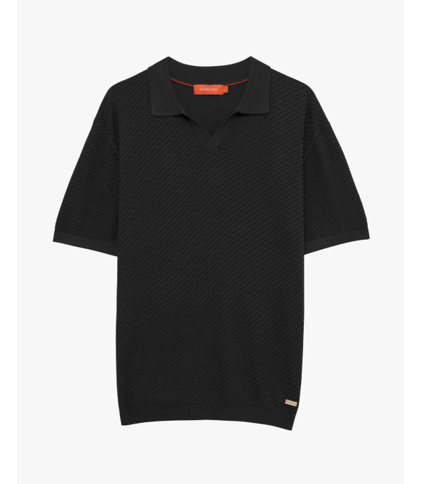 Knit polo T-shirt with raised pattern