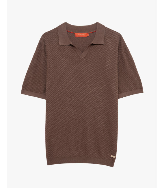 T-shirt polo in maglia con pattern in rilievo