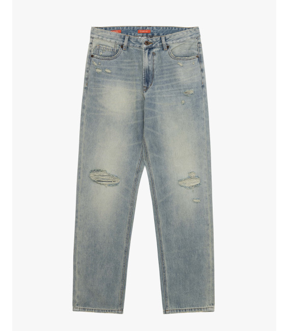 Jeans ALEX straight fit vintage wash con strappi