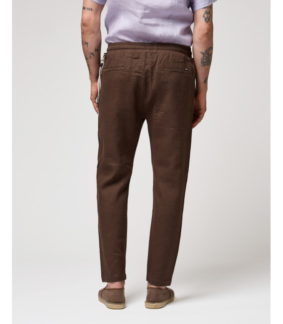Pantaloni in lino con coulisse slim fit