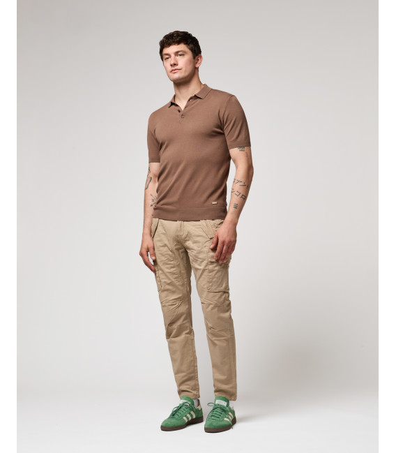 Muscle fit knitted polo shirt