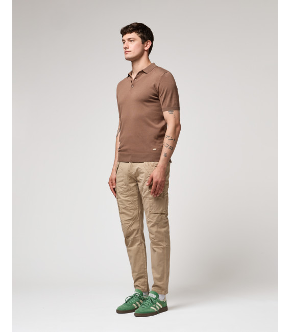 Muscle fit knitted polo shirt