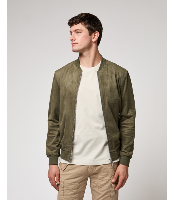 Giubbotto bomber effetto camoscio