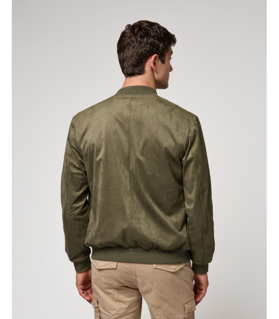 Giubbotto bomber effetto camoscio
