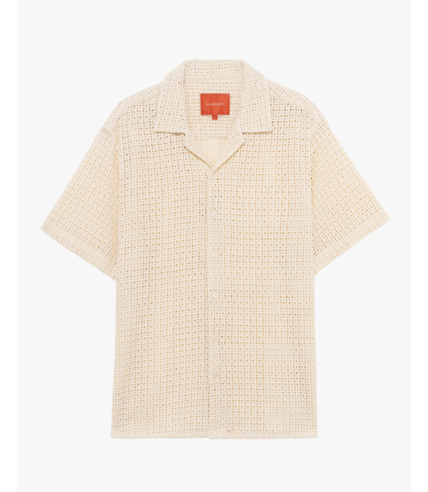 Camicia manica corta in tessuto traforato