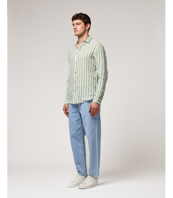 Camicia a righe in lino