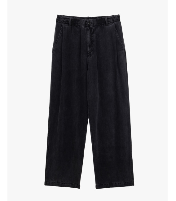 Denim trousers with pleats