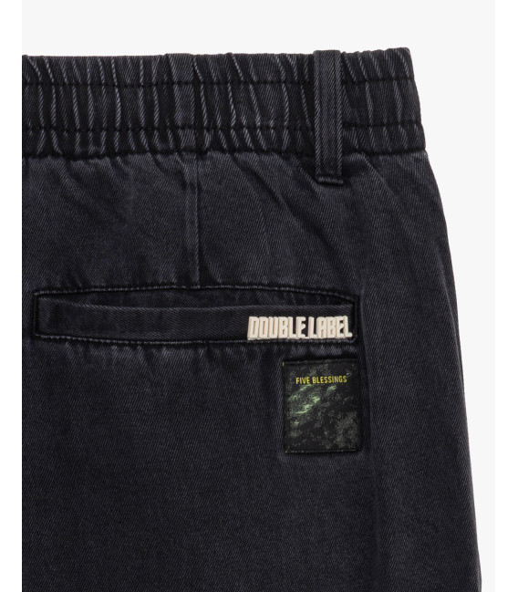 Denim trousers with pleats