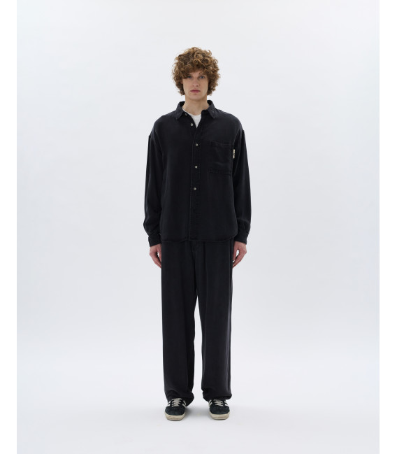 Denim trousers with pleats