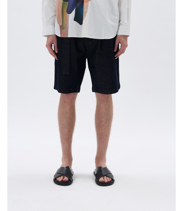 Denim bermuda with belt