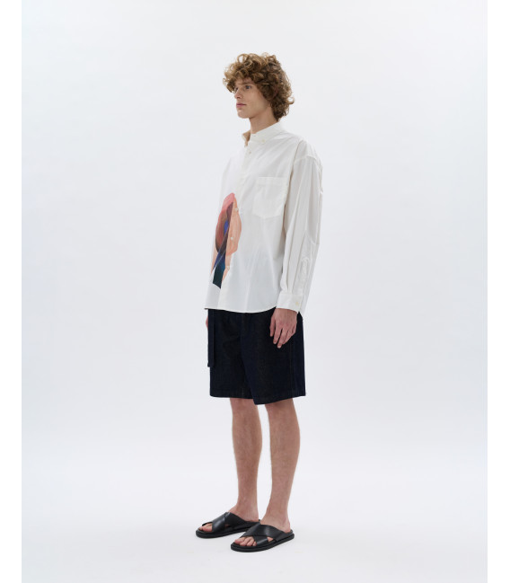 Denim bermuda with belt