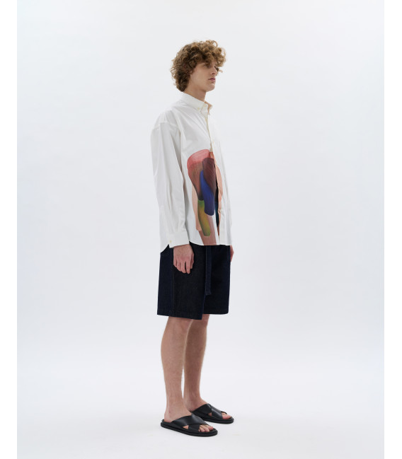 Denim bermuda with belt