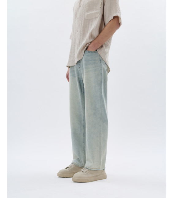 Vintage wash wide leg jeans