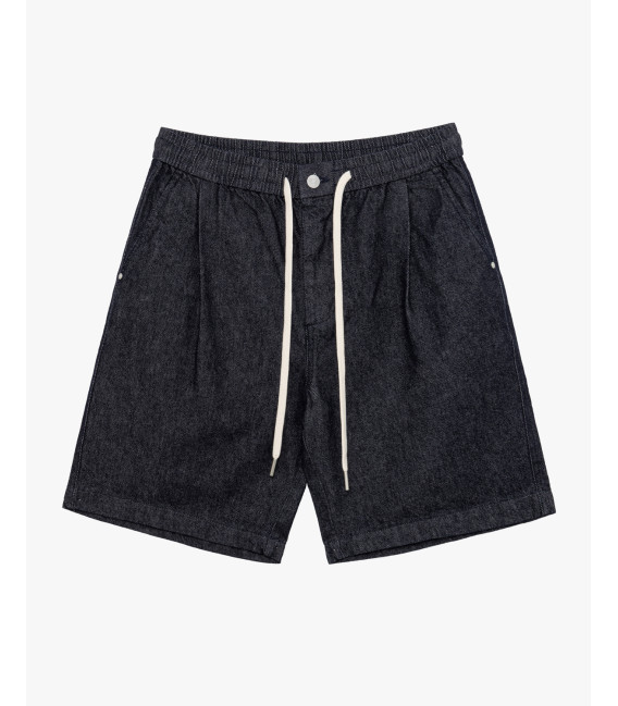 Denim bermuda shorts with drawstring