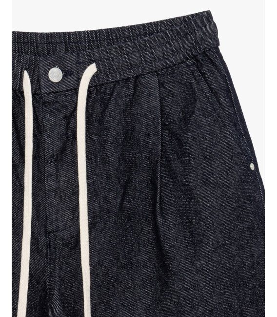 Denim bermuda shorts with drawstring