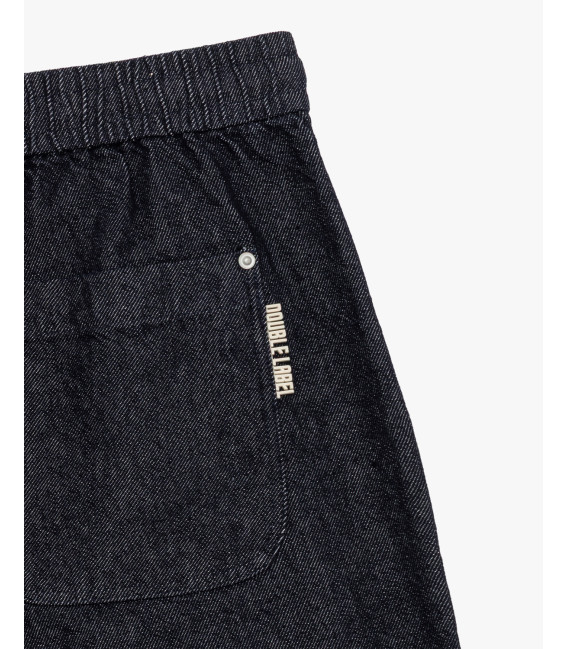 Denim bermuda shorts with drawstring