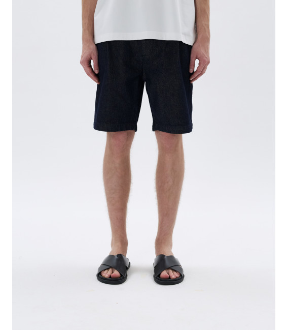 Denim bermuda shorts with drawstring
