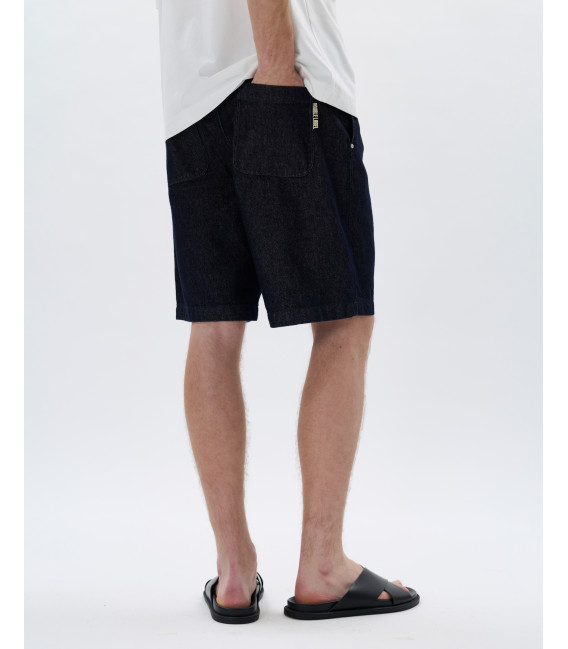 Denim bermuda shorts with drawstring