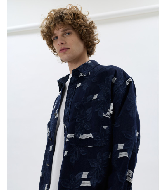 Jacquard denim patterned shirt