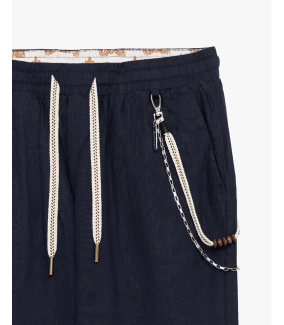 Pantaloni in lino con coulisse slim fit