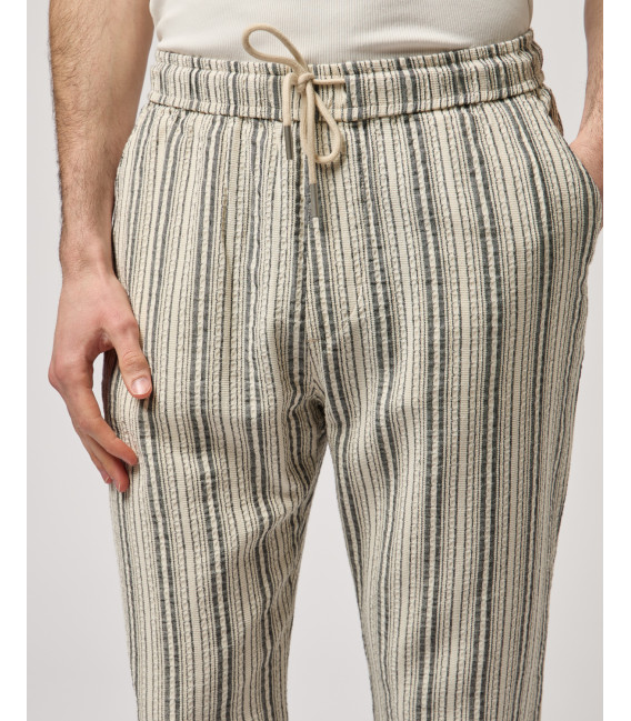 Relaxed-fit linen-blend striped trousers