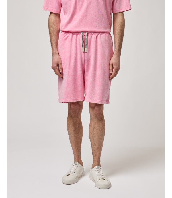 Cold-dyed fleece bermuda shorts