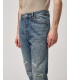 GRANT100 carrot fit jeans in medium wash with emboideries