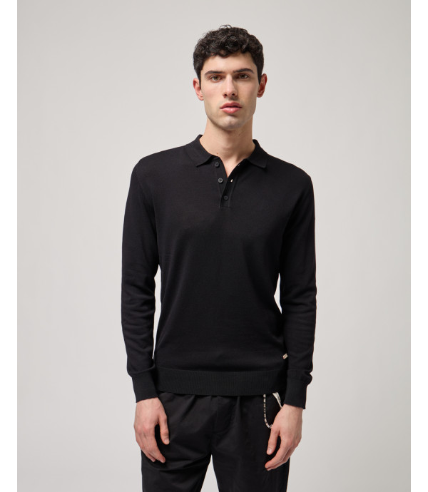 Relaxed fit long sleeves polo shirt