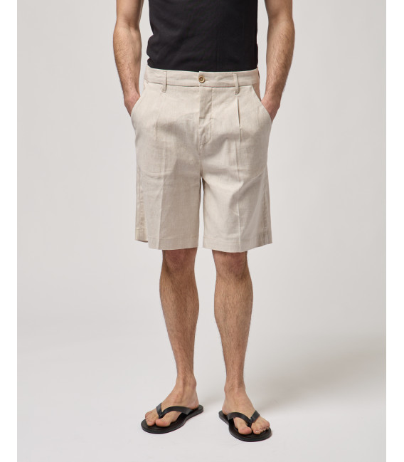 Linen-blend bermuda shorts