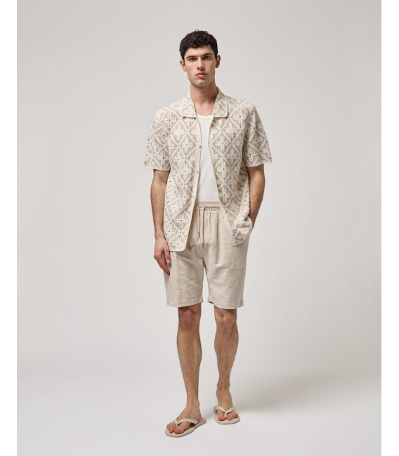 Camicia a maniche corte in crochet