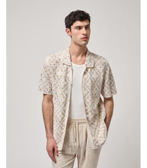 Camicia a maniche corte in crochet