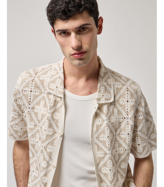 Camicia a maniche corte in crochet